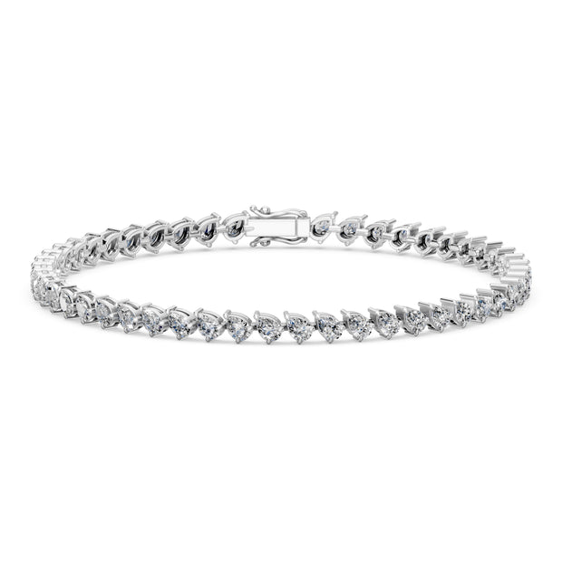 5.09 Carat Pear Cut Diamond Tennis Bracelet VS1 D F White Gold 14k