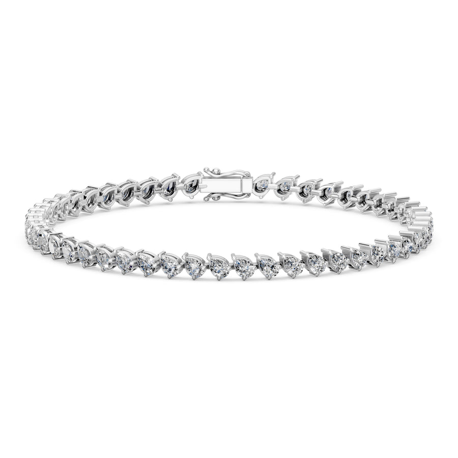 5.09 Carat Pear Cut Diamond Tennis Bracelet VS1 D F White Gold 14k