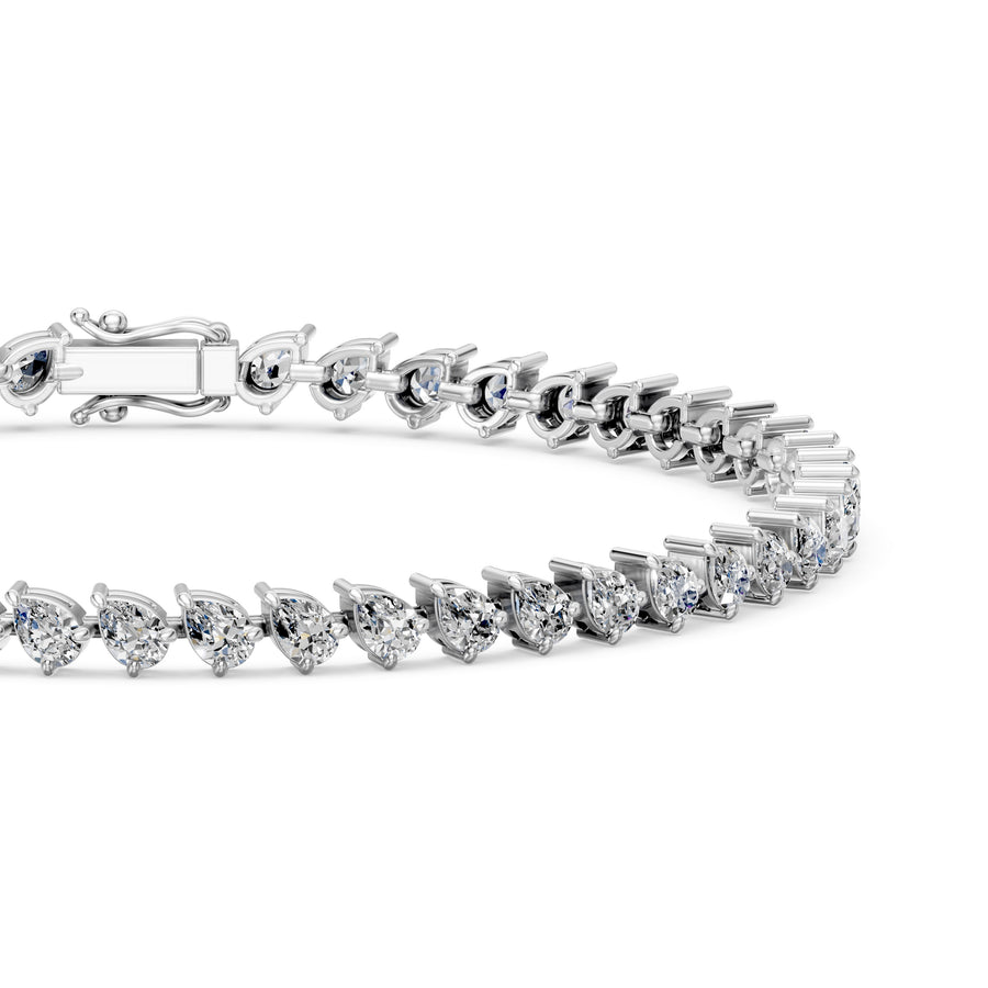 5.09 Carat Pear Cut Diamond Tennis Bracelet VS1 D F White Gold 14k