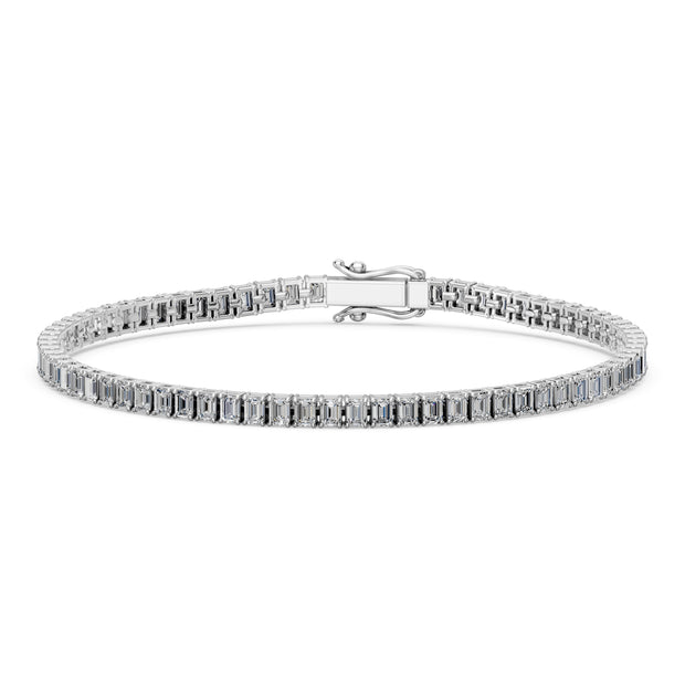 5.73 Carat Emerald Cut Diamond Tennis Bracelet VS1 D F White Gold 14k
