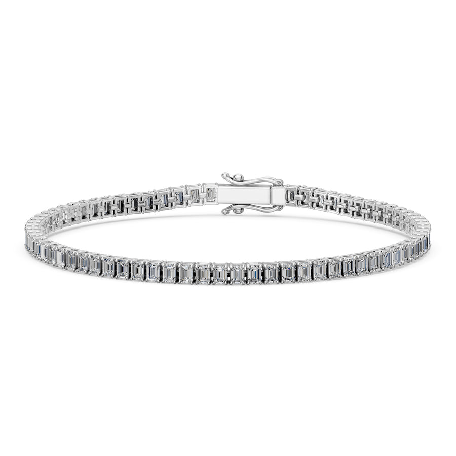 5.73 Carat Emerald Cut Diamond Tennis Bracelet VS1 D F White Gold 14k