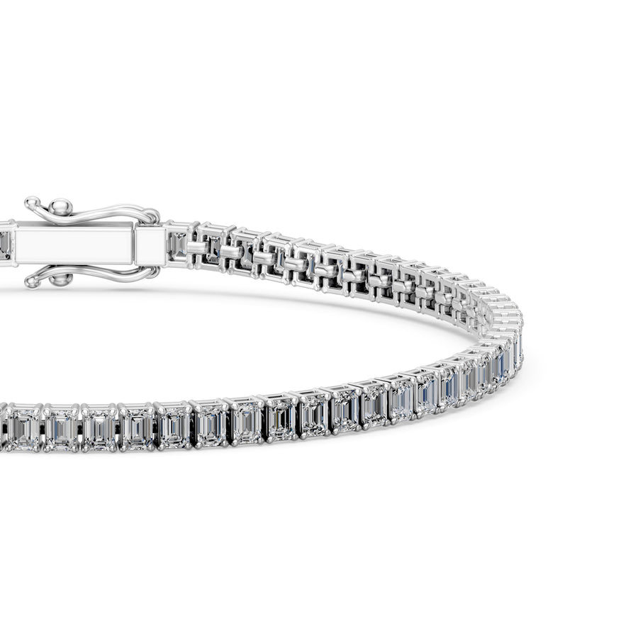 5.73 Carat Emerald Cut Diamond Tennis Bracelet VS1 D F White Gold 14k