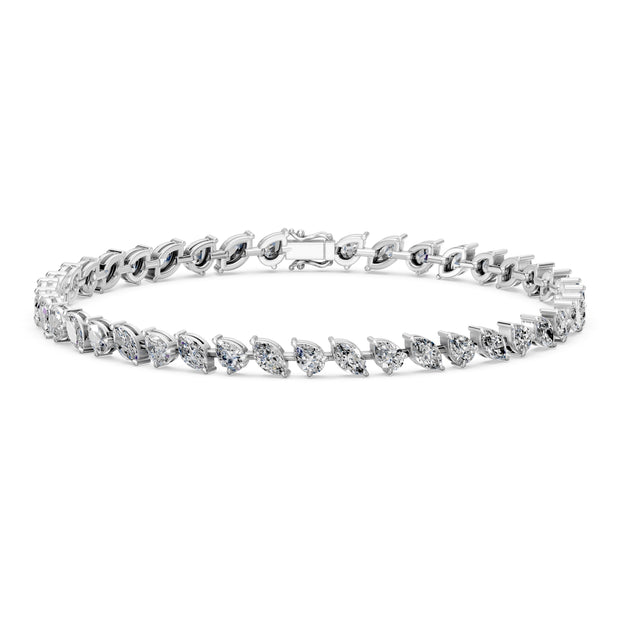 6.03 Carat Pear Cut Diamond Tennis Bracelet VS1 D F White Gold 14k