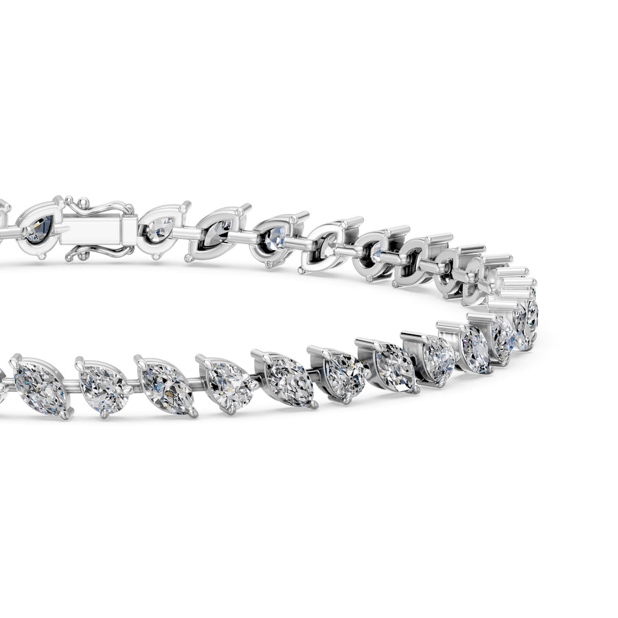 6.03 Carat Pear Cut Diamond Tennis Bracelet VS1 D F White Gold 14k