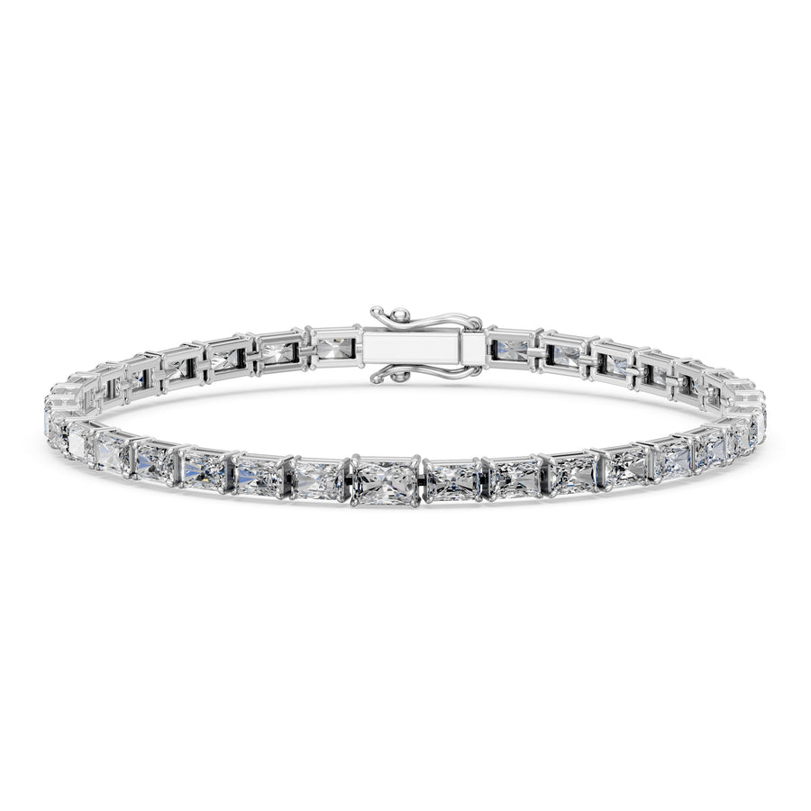 10.13 Carat Radiant Cut Diamond Tennis Bracelet VS1 D F White Gold 14k