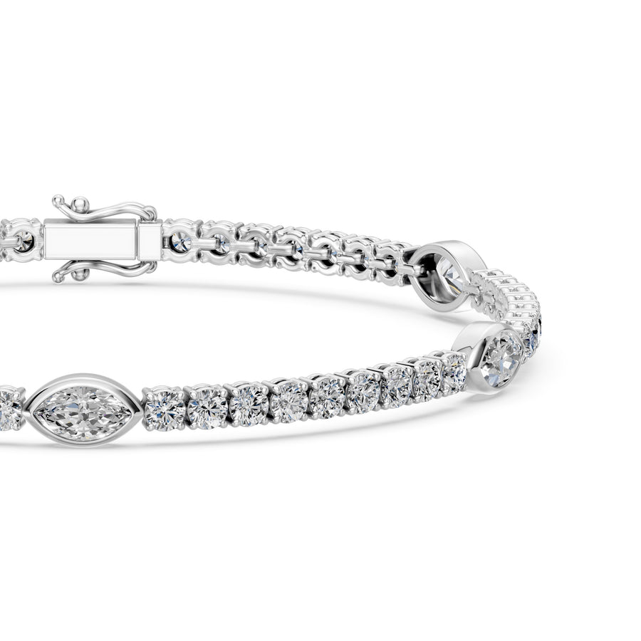 5.95 Carat Marquise Cut Diamond Tennis Bracelet VS1 D F White Gold 14k