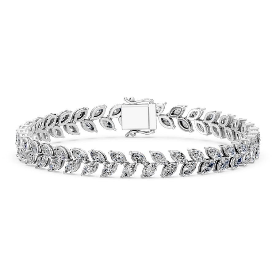 8.16 Carat Marquise Cut Diamond Tennis Bracelet VS1 D F White Gold 14k