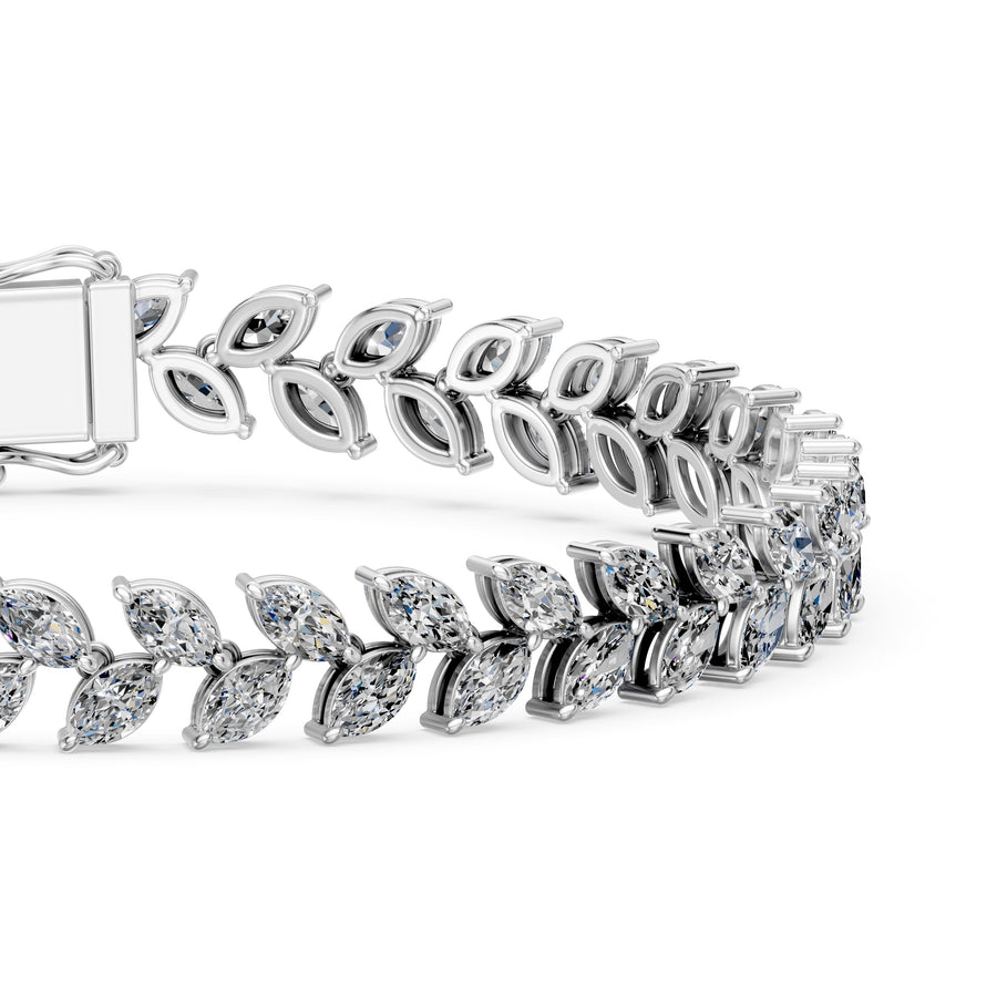 8.16 Carat Marquise Cut Diamond Tennis Bracelet VS1 D F White Gold 14k