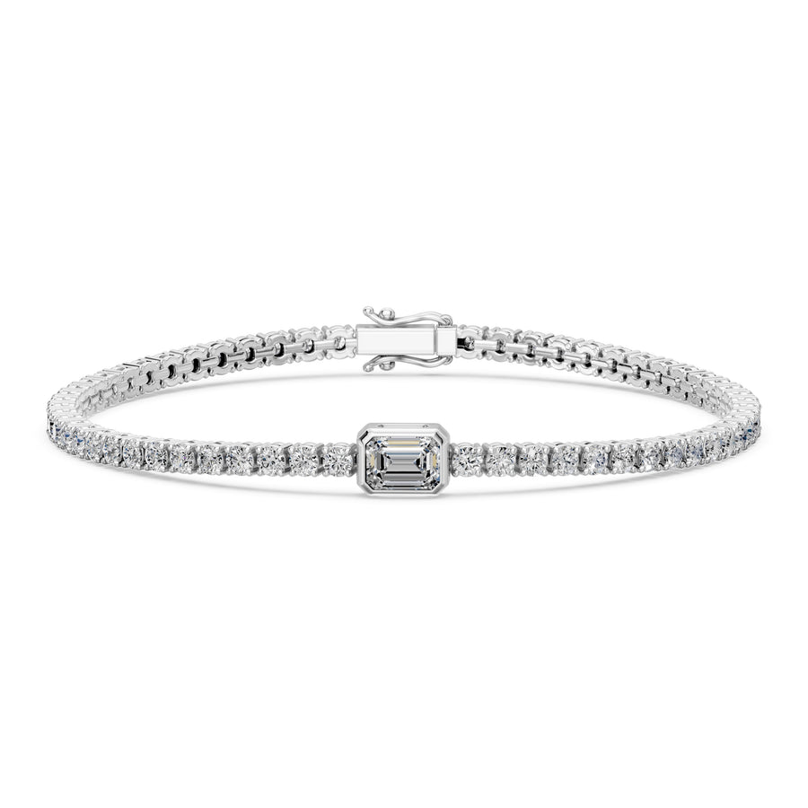 5.28 Carat Emerald Cut Diamond Tennis Bracelet VS1 D F White Gold 14k