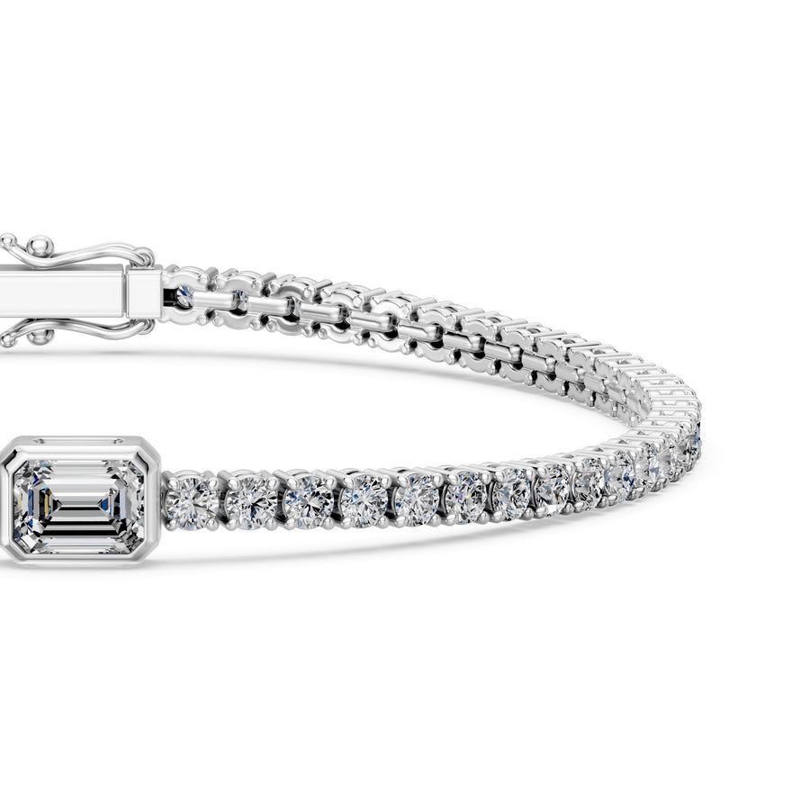 5.28 Carat Emerald Cut Diamond Tennis Bracelet VS1 D F White Gold 14k