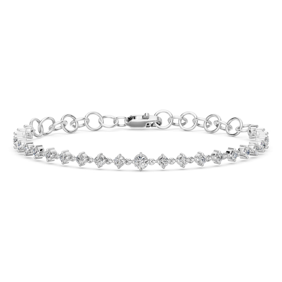 1.73 Carat Round Cut Diamond Chain Bracelet VS1 D F White Gold 14k