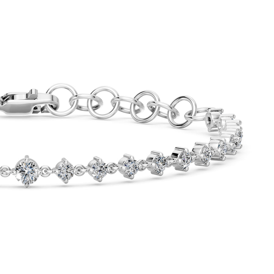 1.73 Carat Round Cut Diamond Chain Bracelet VS1 D F White Gold 14k