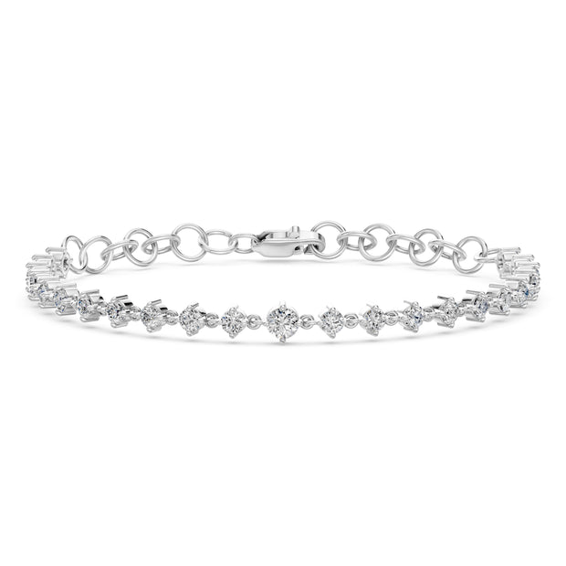 2.44 Carat Round Cut Diamond Chain Bracelet VS1 D F White Gold 14k