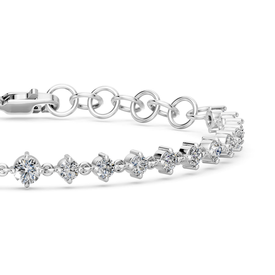 2.44 Carat Round Cut Diamond Chain Bracelet VS1 D F White Gold 14k