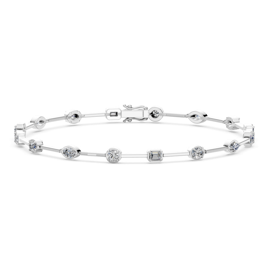 1.9 Carat Oval Cut Diamond Bangle Bracelet VS1 D F White Gold 14k