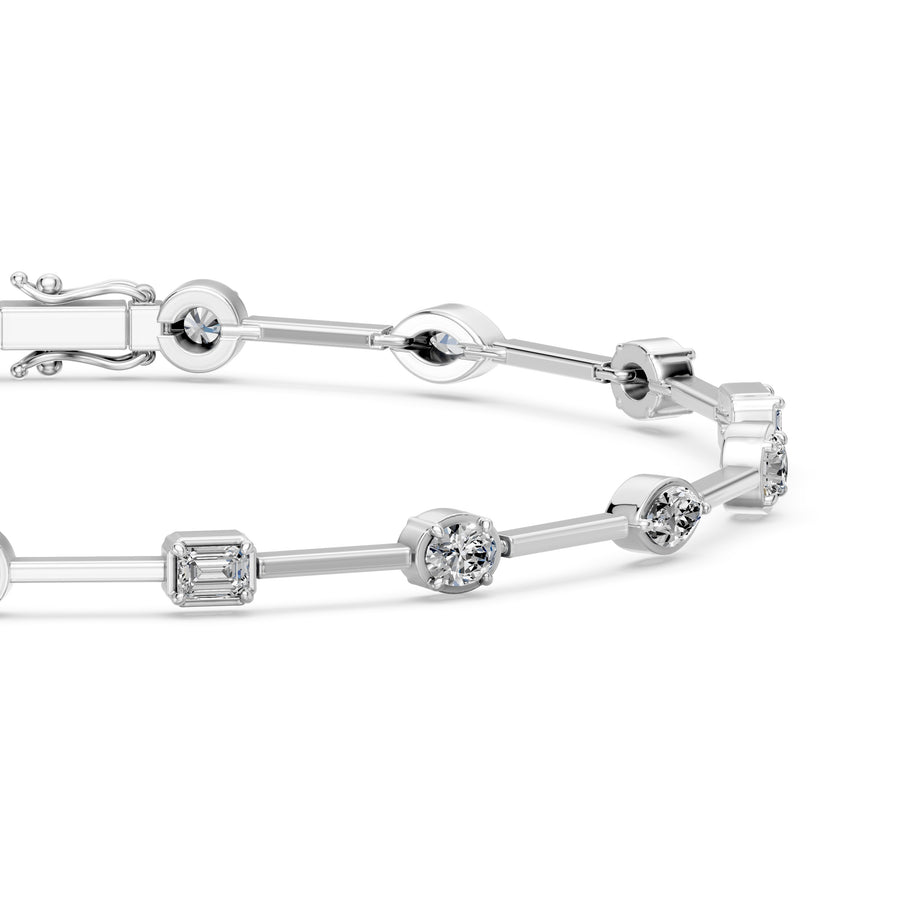 1.9 Carat Oval Cut Diamond Bangle Bracelet VS1 D F White Gold 14k