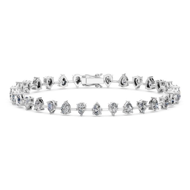 5.64 Carat Pear Cut Diamond Bangle Bracelet VS1 D F White Gold 14k