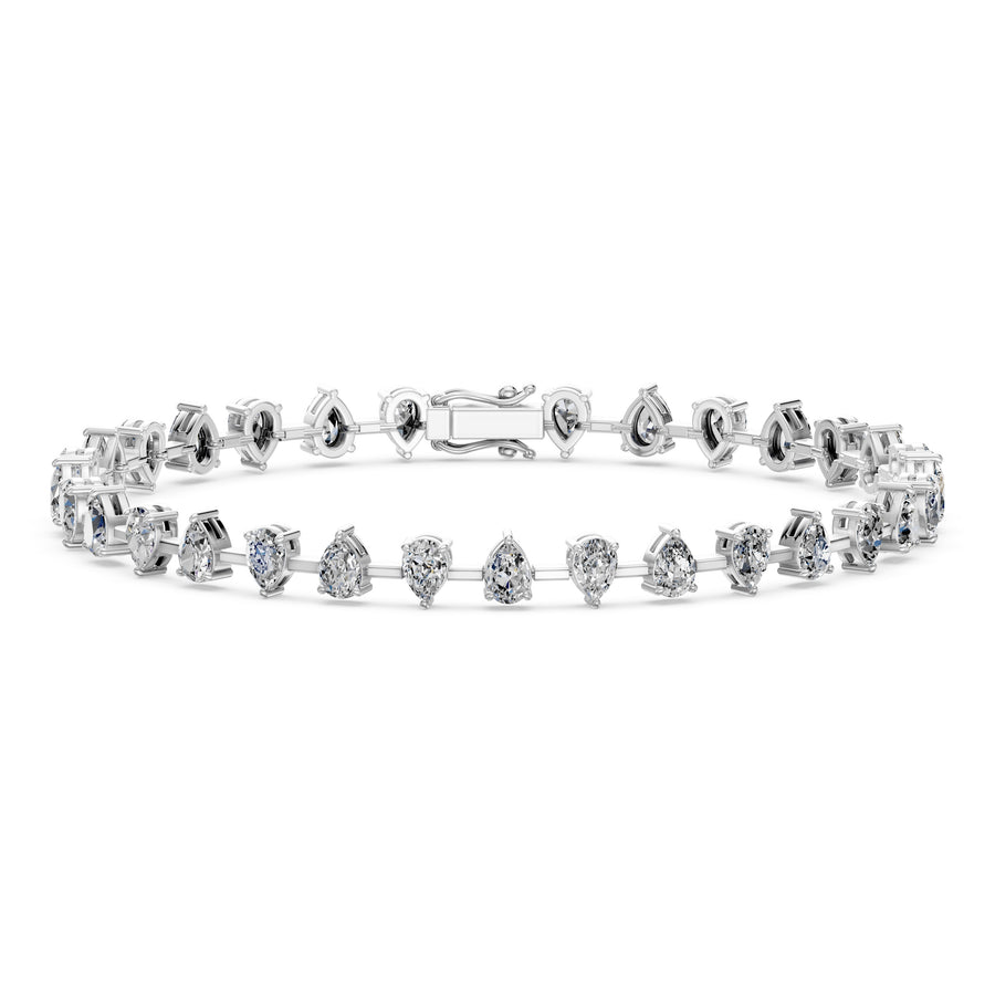 5.64 Carat Pear Cut Diamond Bangle Bracelet VS1 D F White Gold 14k