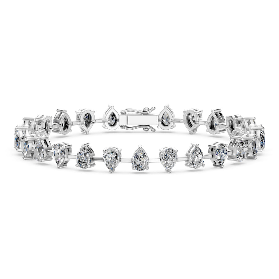 9.44 Carat Pear Cut Diamond Bangle Bracelet VS1 D F White Gold 14k