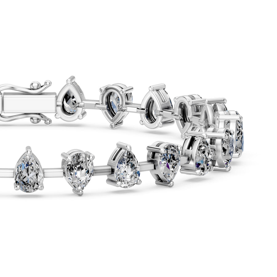 9.44 Carat Pear Cut Diamond Bangle Bracelet VS1 D F White Gold 14k