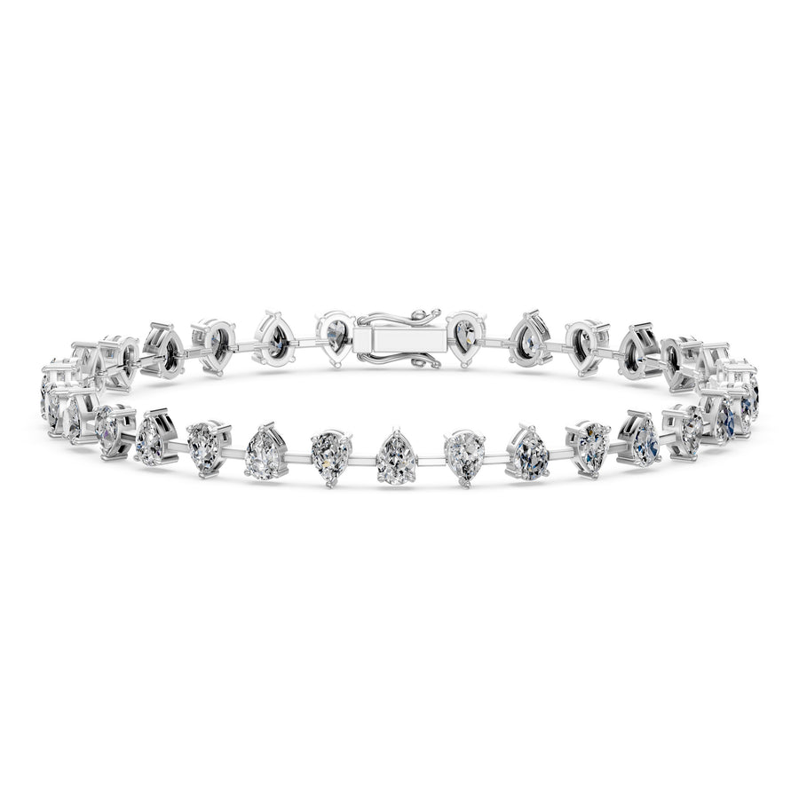 5.64 Carat Pear Cut Diamond Bangle Bracelet VS1 D F White Gold 14k