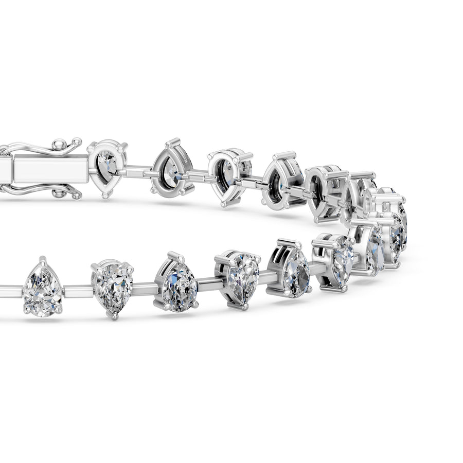 5.64 Carat Pear Cut Diamond Bangle Bracelet VS1 D F White Gold 14k