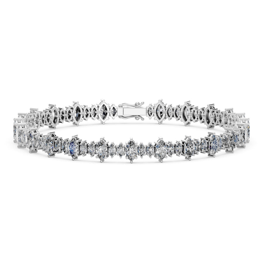 6.9 Carat Marquise Cut Diamond Tennis Bracelet VS1 D F White Gold 14k