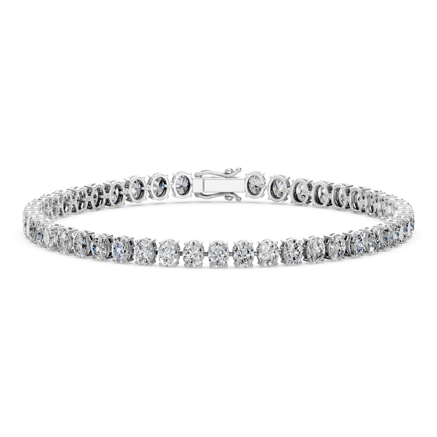 8.33 Carat Oval Cut Diamond Tennis Bracelet VS1 D F White Gold 14k