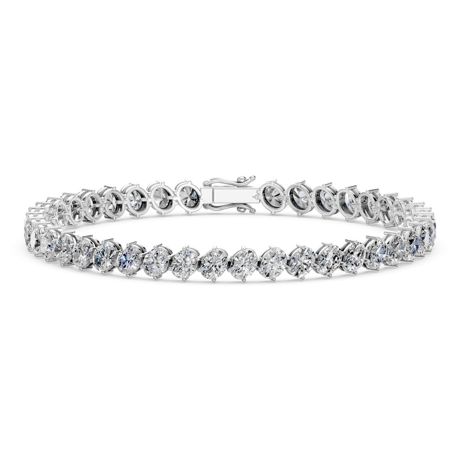 11.54 Carat Oval Cut Diamond Tennis Bracelet VS1 D F White Gold 14k