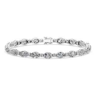 12 Carat Oval Round Cut Diamond Tennis Bracelet VS1 D F White Gold 14k