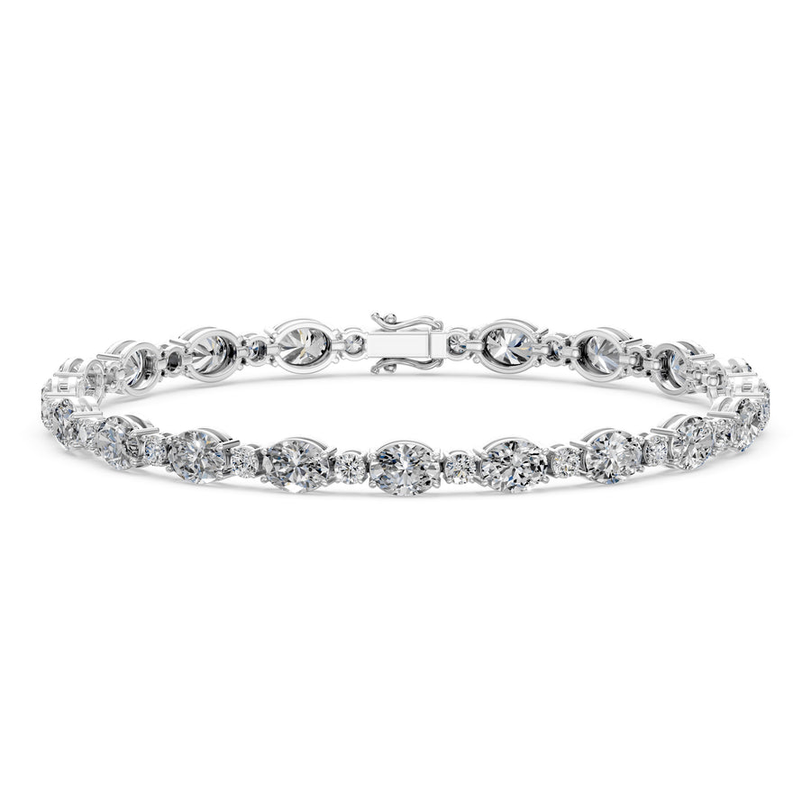 12 Carat Oval Round Cut Diamond Tennis Bracelet VS1 D F White Gold 14k