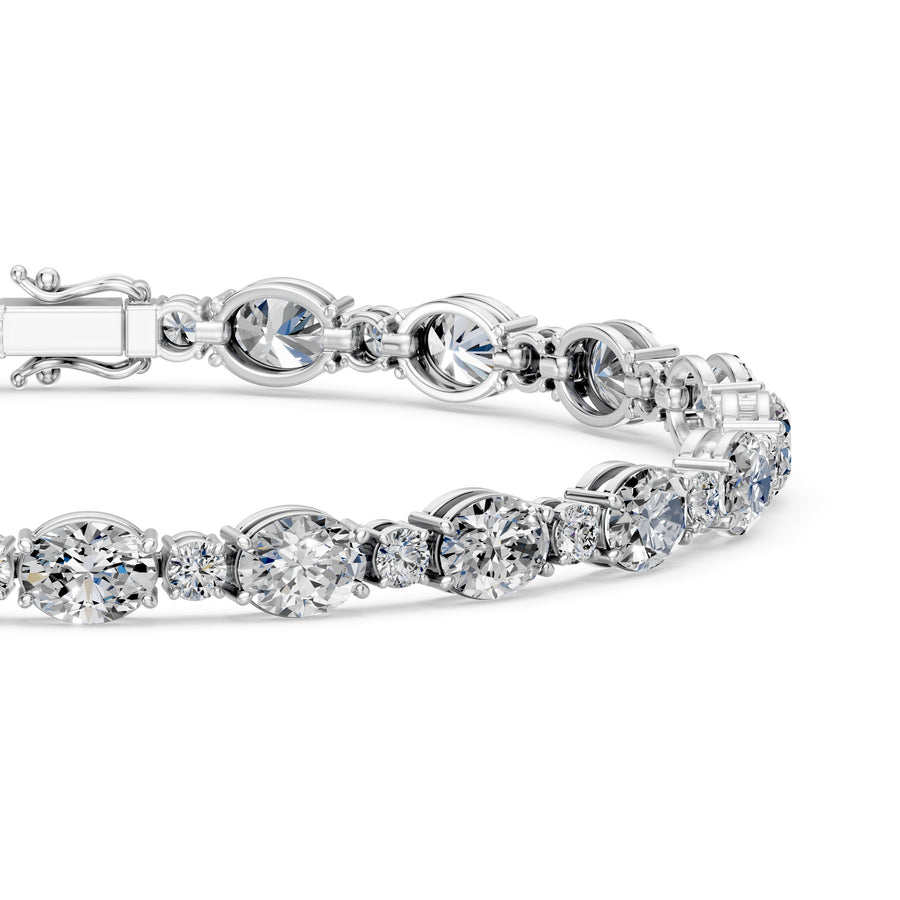 12 Carat Oval Round Cut Diamond Tennis Bracelet VS1 D F White Gold 14k