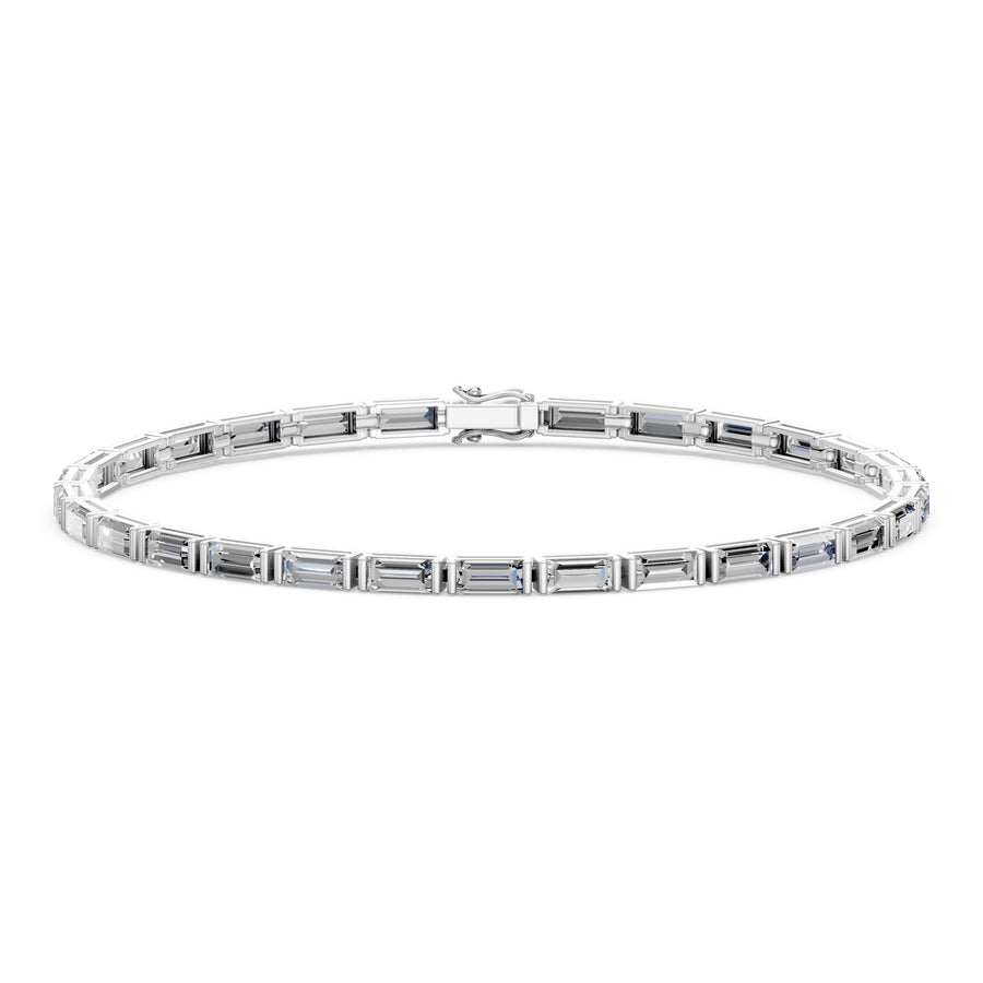 6.21 Carat Baguette Cut Diamond Tennis Bracelet VS1 D F White Gold 14k