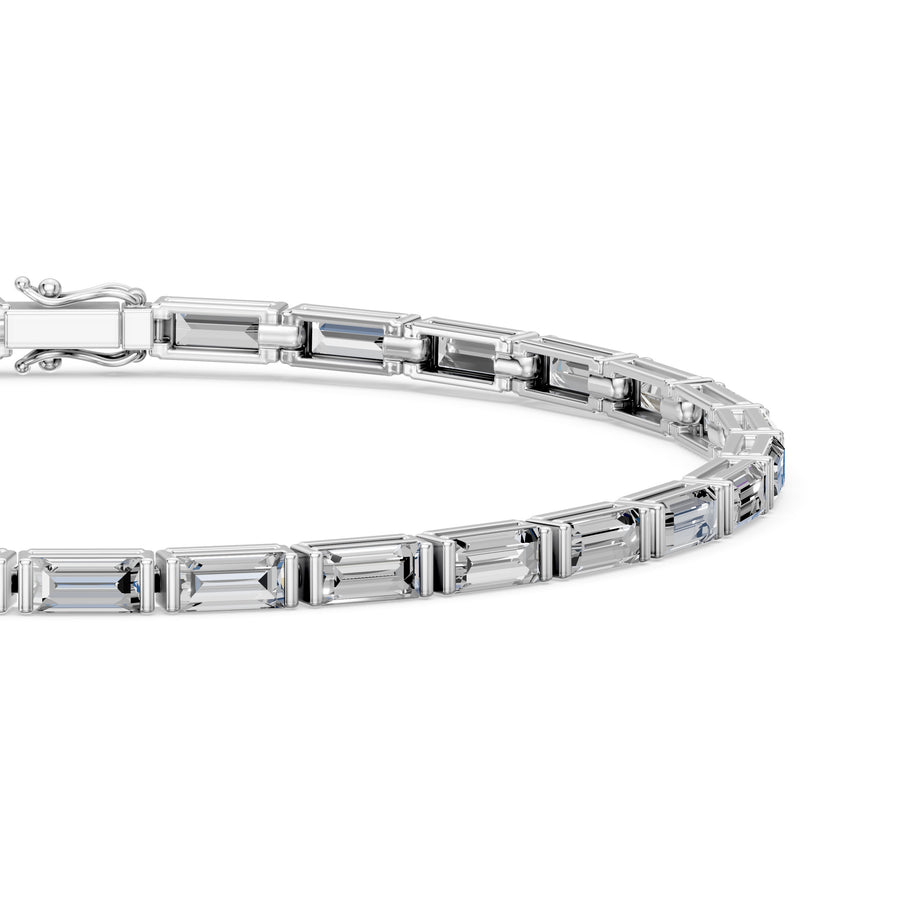 6.21 Carat Baguette Cut Diamond Tennis Bracelet VS1 D F White Gold 14k