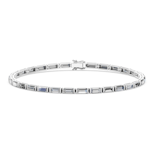 5.5 Carat Baguette Cut Diamond Tennis Bracelet VS1 D F White Gold 14k