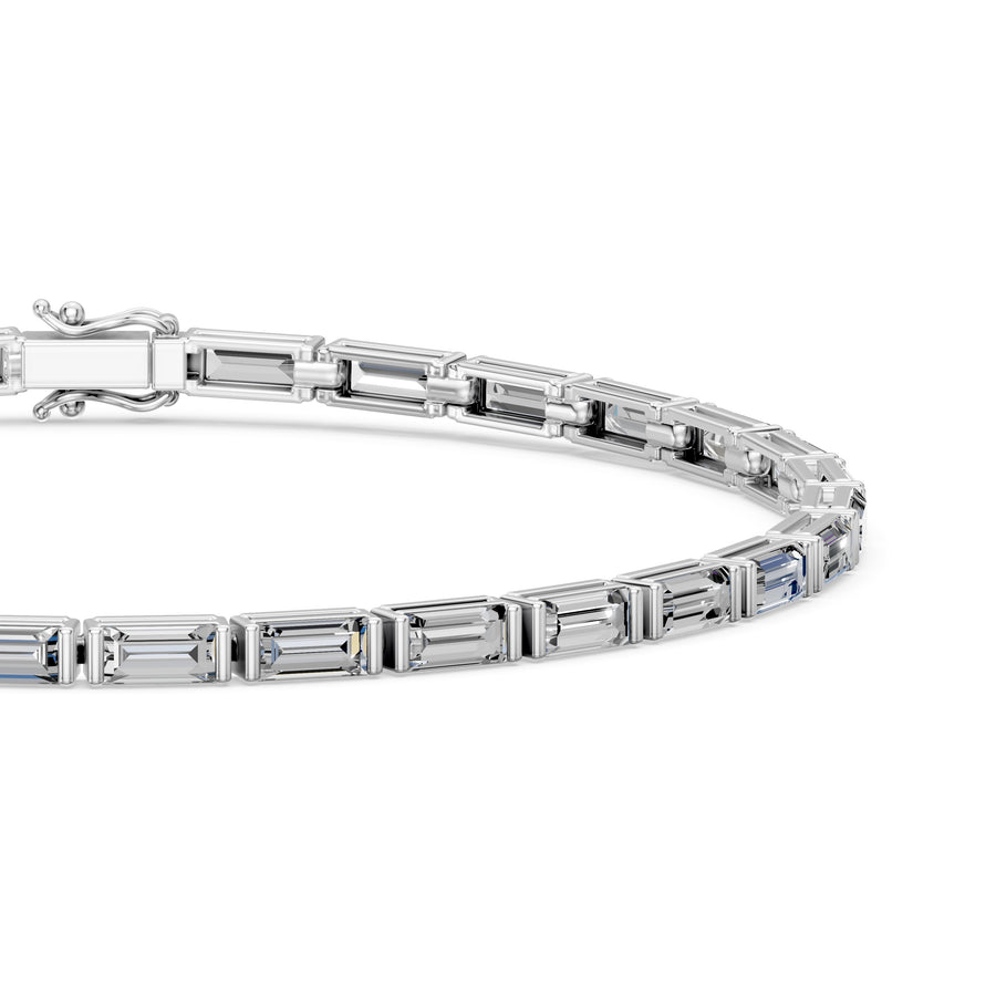 5.5 Carat Baguette Cut Diamond Tennis Bracelet VS1 D F White Gold 14k