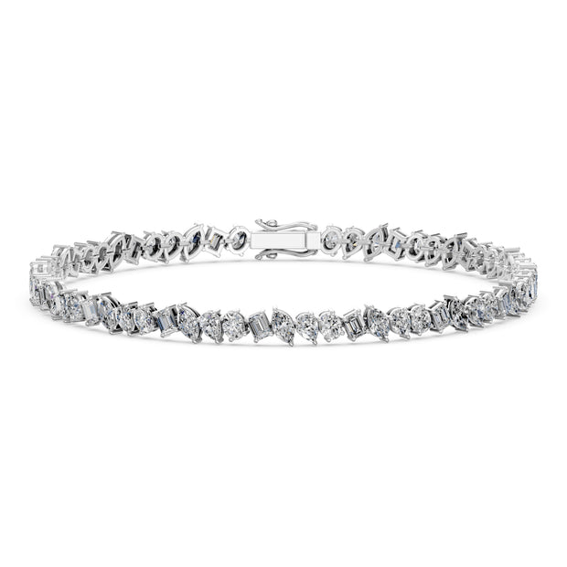 5.86 Carat Mixed Cut Diamond Tennis Bracelet VS1 D F White Gold 14k