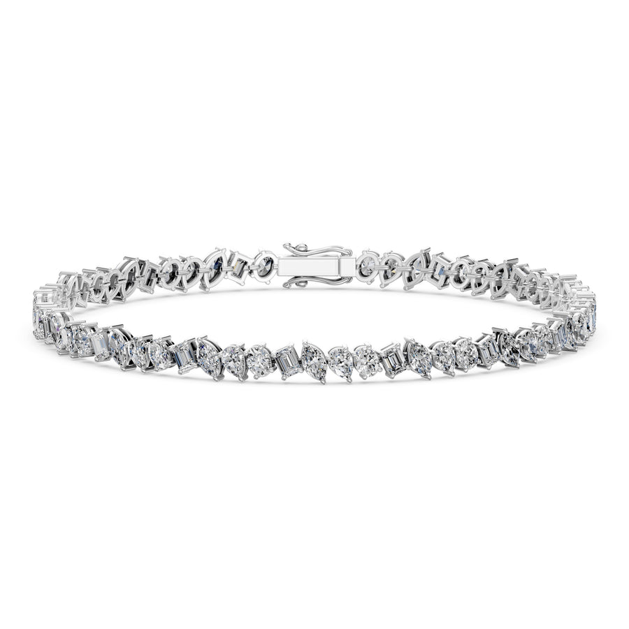 5.86 Carat Mixed Cut Diamond Tennis Bracelet VS1 D F White Gold 14k