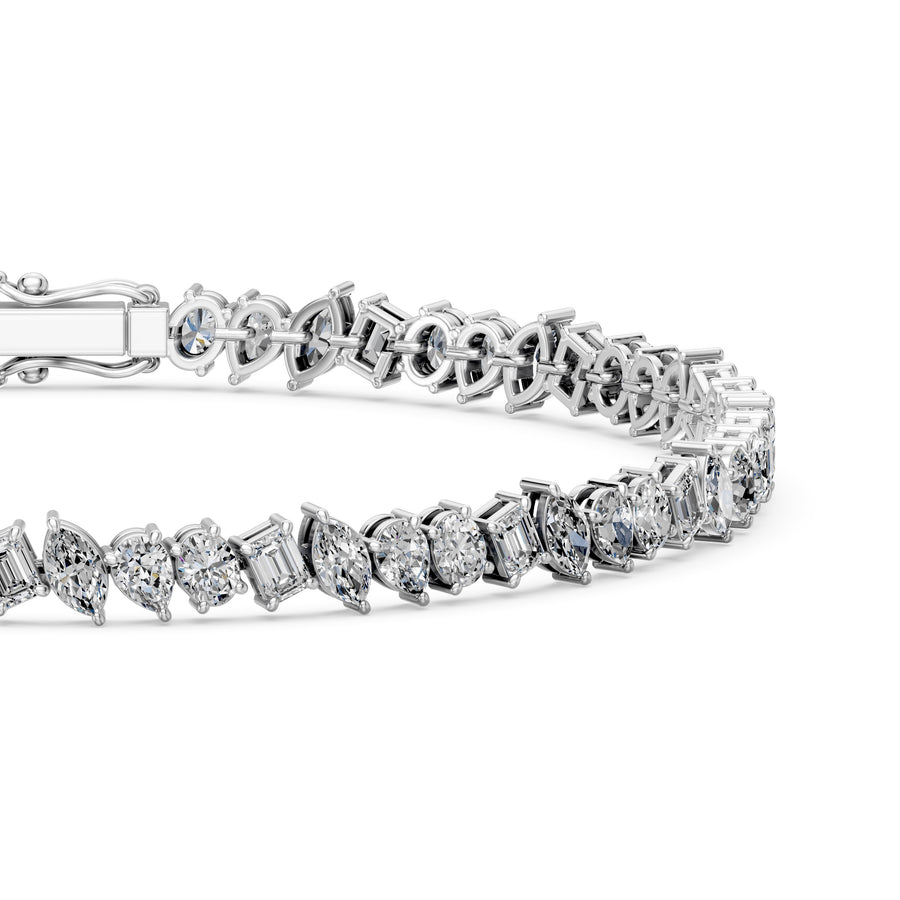 5.86 Carat Mixed Cut Diamond Tennis Bracelet VS1 D F White Gold 14k