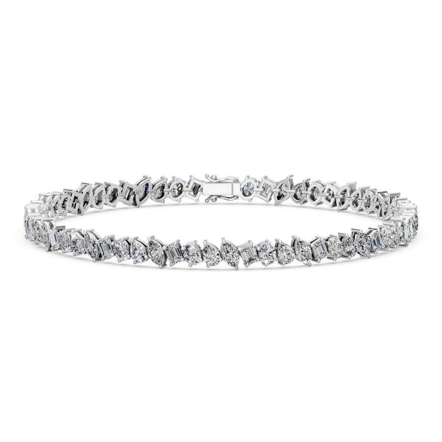 6.28 Carat Oval Cut Diamond Tennis Bracelet VS1 D F White Gold 14k