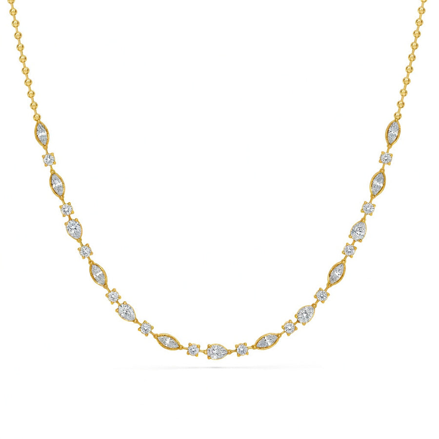 5 Ct Marquise Pear Round Cut Diamond Chain Necklace VS1 D-F White Gold 14k