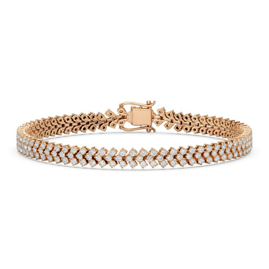 3.73 Carat Round Cut Diamond Tennis Bracelet VS1 D F White Gold 14k