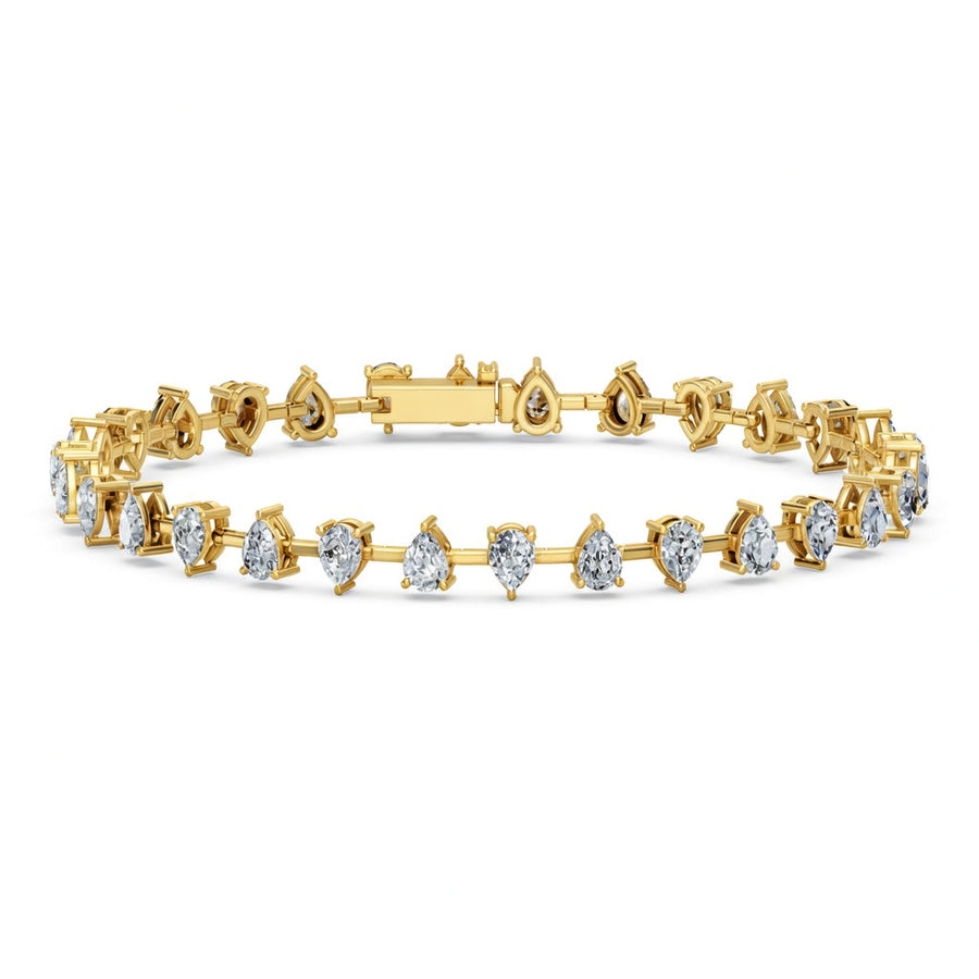 8.79 Carat Pear Cut Diamond Tennis Bracelet VS1 D F White Gold 14k