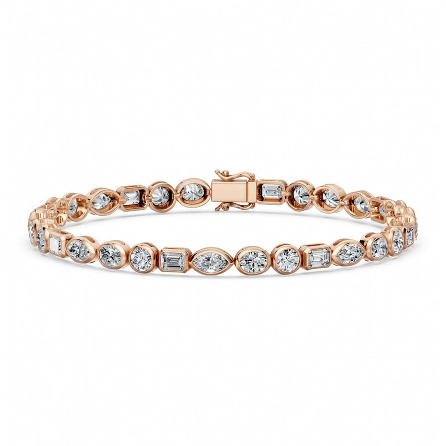 7.06 Carat Emerald Cut Diamond Tennis Bracelet VS1 D F White Gold 14k