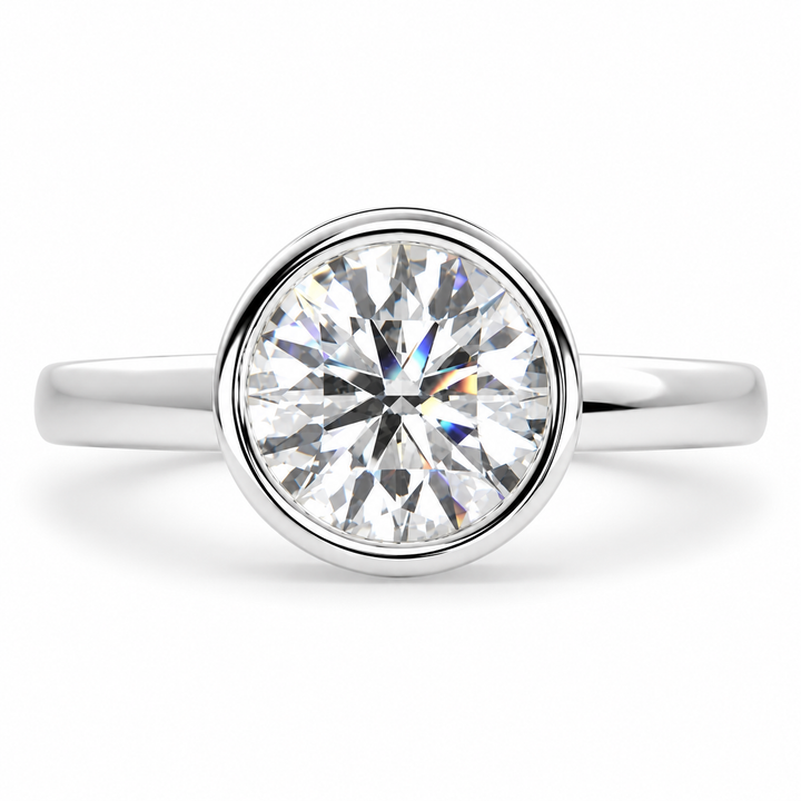 Xenia 4.15 Carat Round Cut Halo Pave Solitaire Engagement Ring