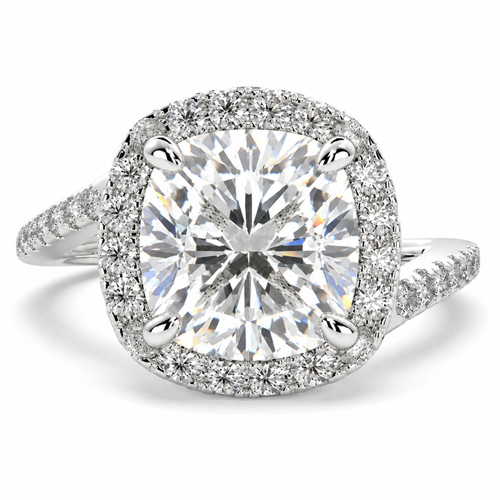 Paloma 5.35 Carat Cushion Cut Pave Halo Engagement Ring