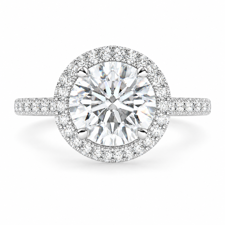 Isadora 2.4 Carat Oval Cut Halo Pave Engagement Ring