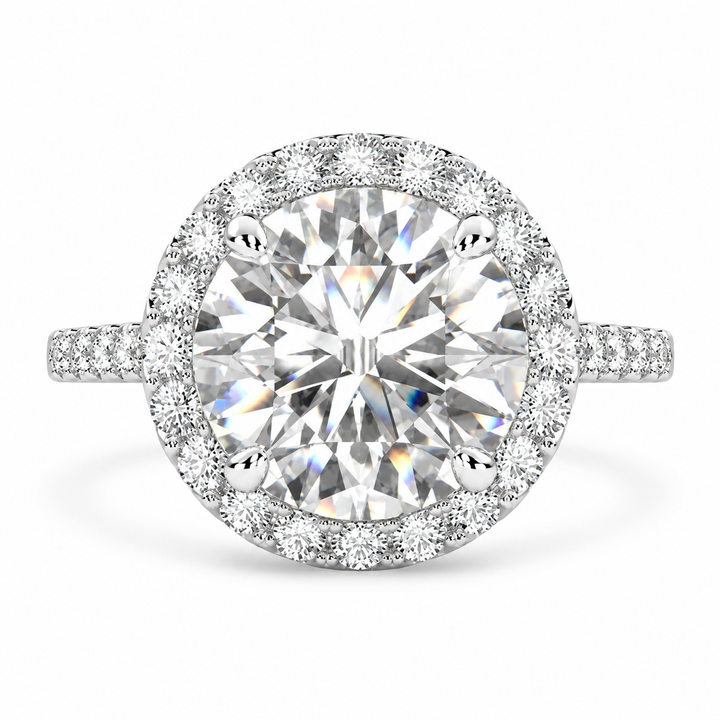 Bianca 5.5 Carat Round Cut Halo Pave Engagement Ring