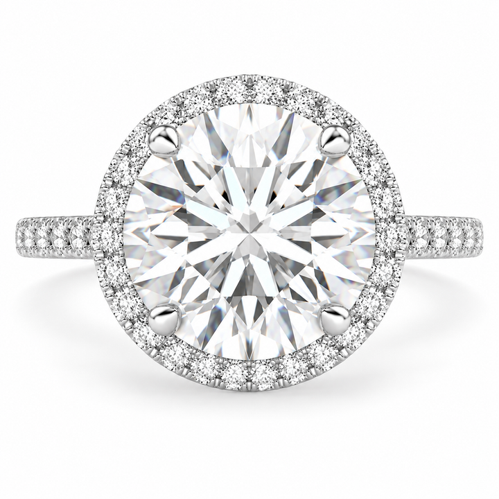 Isadora 7.4 Carat Round Cut Halo Pave Engagement Ring