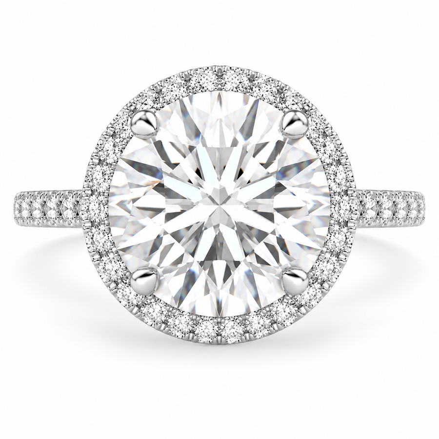 Isadora 7.4 Carat Round Cut Halo Pave Engagement Ring